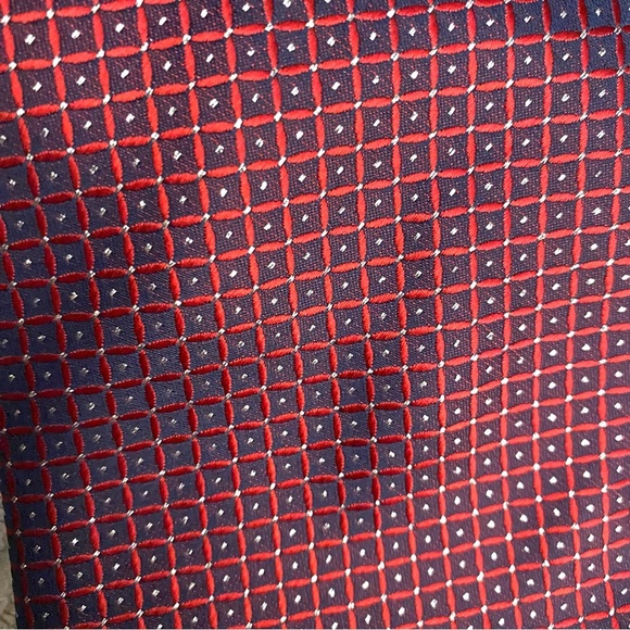 Kai Long Handmade Red White & Blue Dot Pattern 100% Silk Designer Tie - Picture 6 of 7